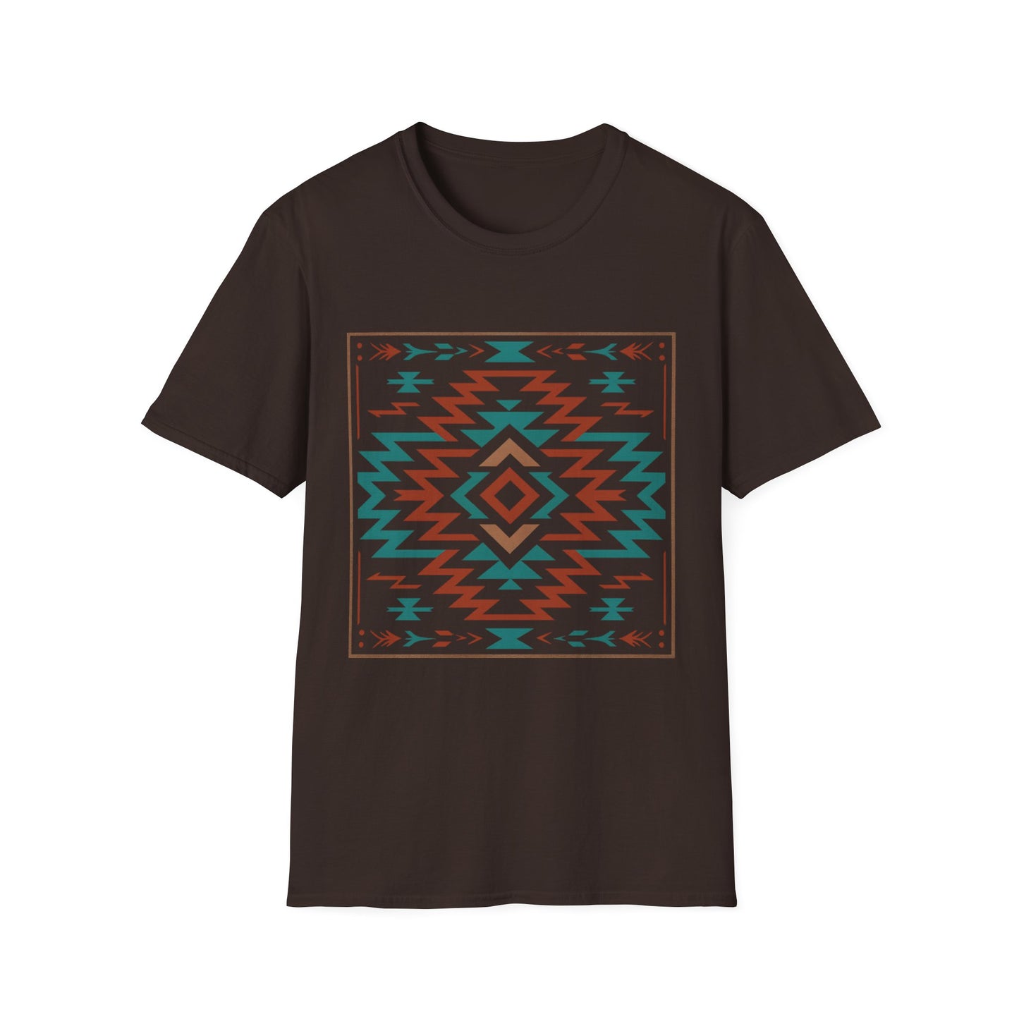Warpath Weave – Men's Geometric Heritage Tee Tribal Pattern Unisex Softstyle T-Shirt - Bohemian Fashion, Casual Wear, Unique Gift, Festival Style, Everyday Comfort