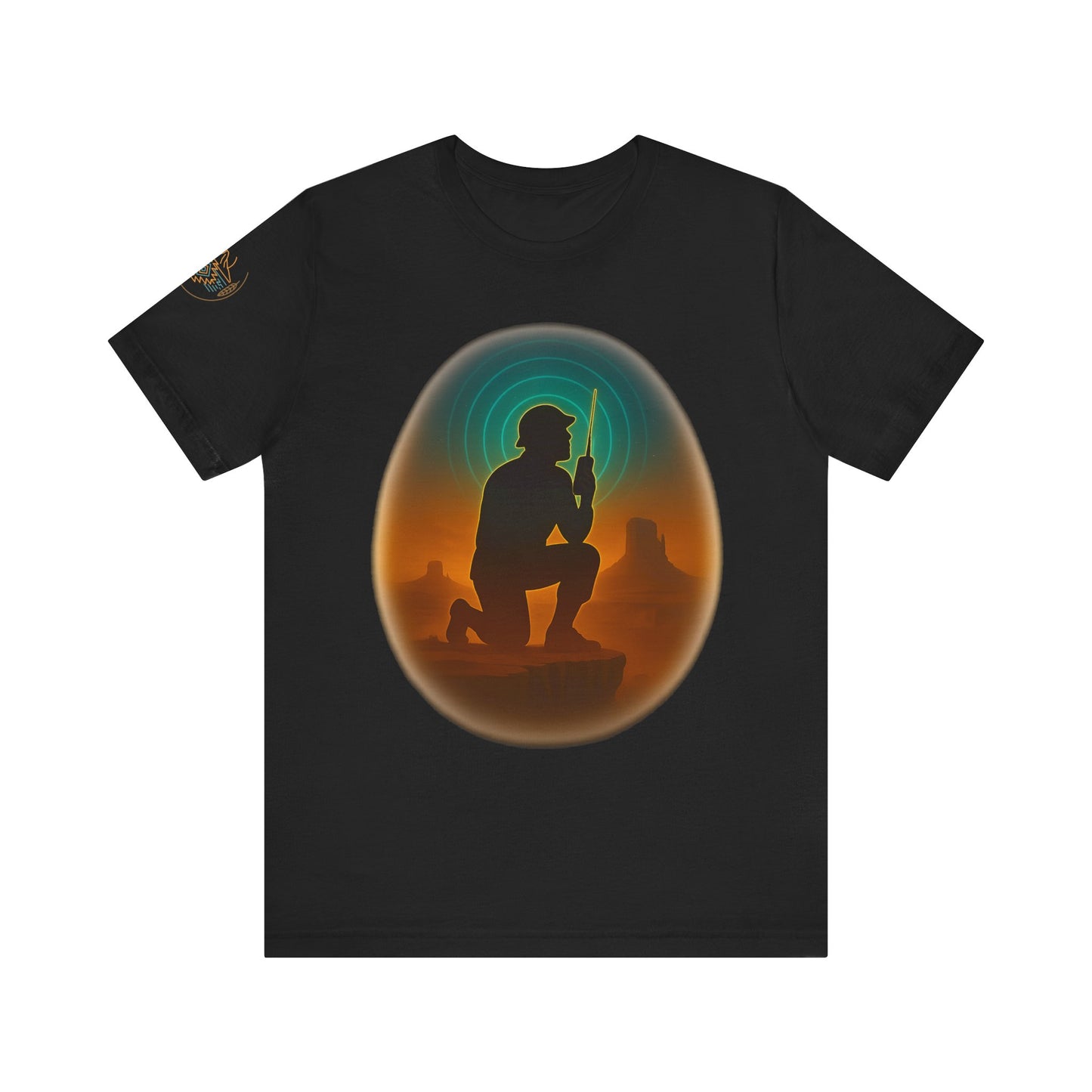 Navajo Code Talker Silhouette Tee- Unisex high quality Jersey Shirt, Cultural Celebration T-Shirt, Southwestern Style Top, Gift for Music Lovers, Nature Shirt