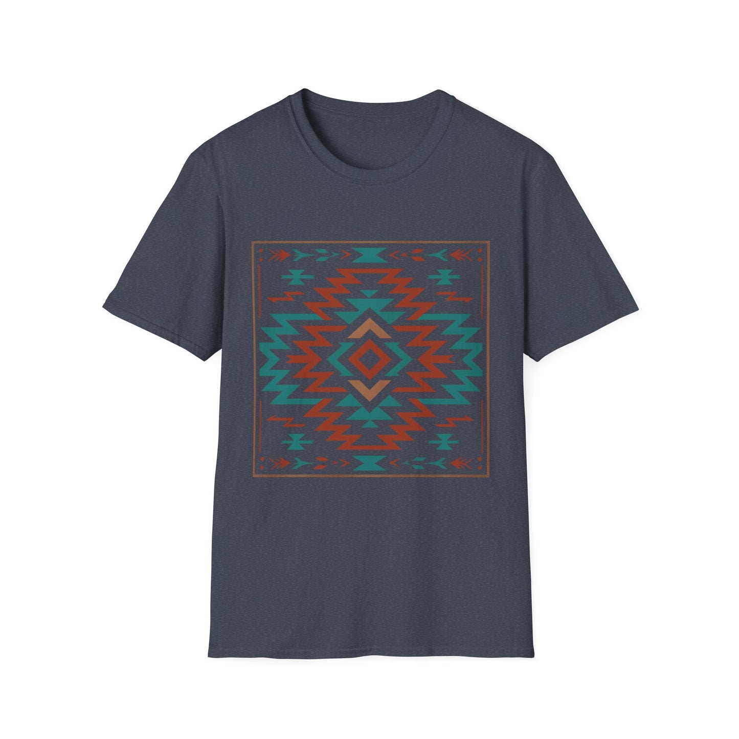 Warpath Weave – Men's Geometric Heritage Tee Tribal Pattern Unisex Softstyle T-Shirt - Bohemian Fashion, Casual Wear, Unique Gift, Festival Style, Everyday Comfort