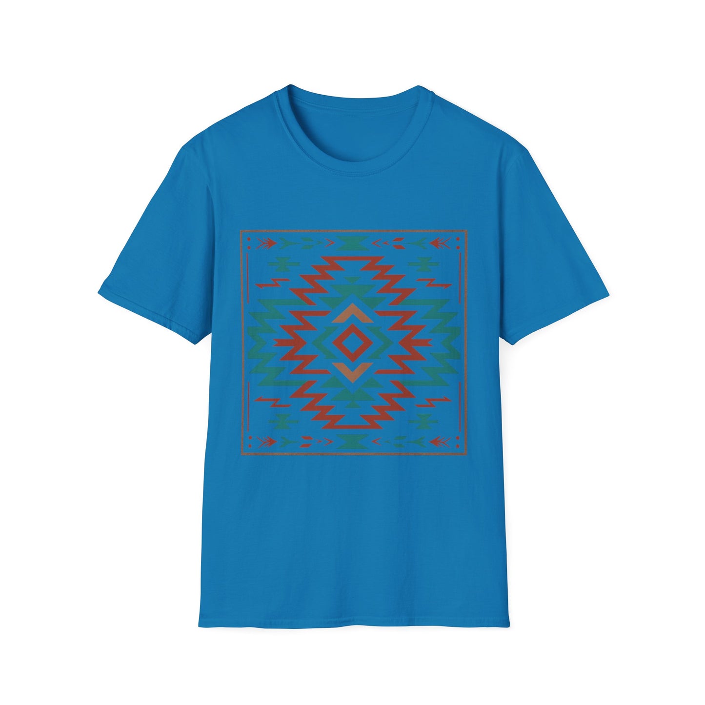Warpath Weave – Men's Geometric Heritage Tee Tribal Pattern Unisex Softstyle T-Shirt - Bohemian Fashion, Casual Wear, Unique Gift, Festival Style, Everyday Comfort