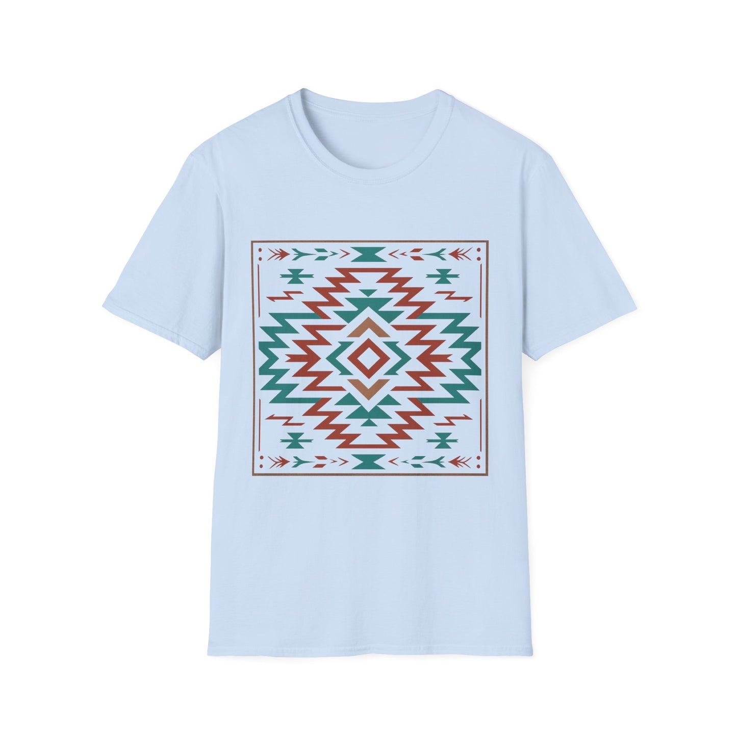 Warpath Weave – Men's Geometric Heritage Tee Tribal Pattern Unisex Softstyle T-Shirt - Bohemian Fashion, Casual Wear, Unique Gift, Festival Style, Everyday Comfort