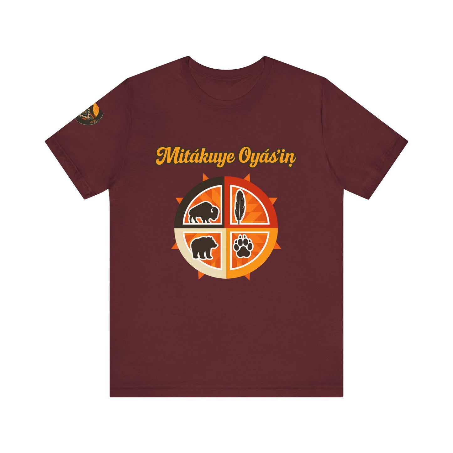 Mitákuye Oyás’iŋ-Tribal Spirit T-Shirt, Native American Tee, Family Connection Shirt, Cultural Heritage Apparel, Unisex Motivational Tee