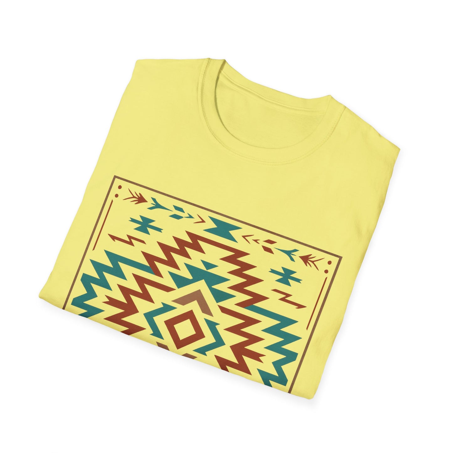 Warpath Weave – Men's Geometric Heritage Tee Tribal Pattern Unisex Softstyle T-Shirt - Bohemian Fashion, Casual Wear, Unique Gift, Festival Style, Everyday Comfort