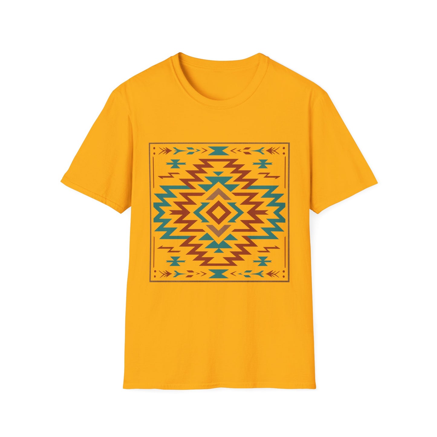 Warpath Weave – Men's Geometric Heritage Tee Tribal Pattern Unisex Softstyle T-Shirt - Bohemian Fashion, Casual Wear, Unique Gift, Festival Style, Everyday Comfort