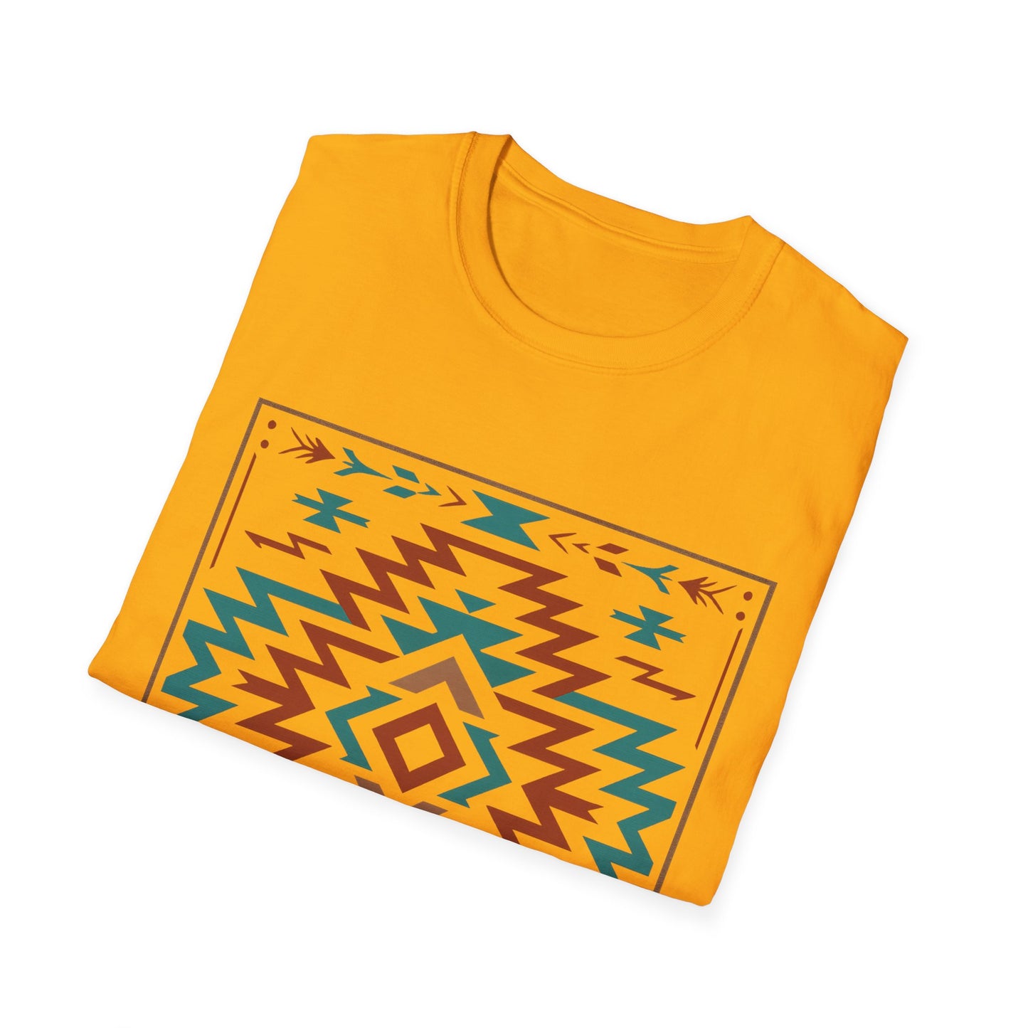 Warpath Weave – Men's Geometric Heritage Tee Tribal Pattern Unisex Softstyle T-Shirt - Bohemian Fashion, Casual Wear, Unique Gift, Festival Style, Everyday Comfort