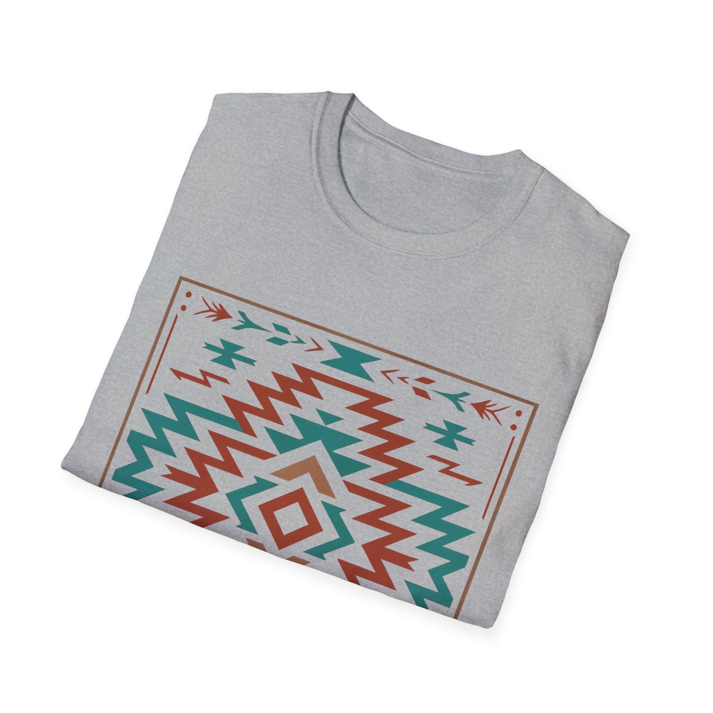 Warpath Weave – Men's Geometric Heritage Tee Tribal Pattern Unisex Softstyle T-Shirt - Bohemian Fashion, Casual Wear, Unique Gift, Festival Style, Everyday Comfort