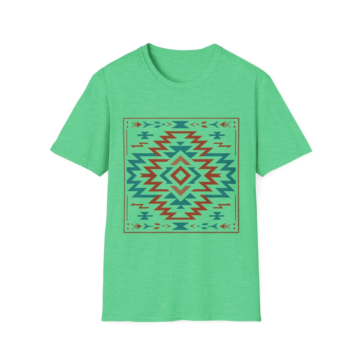 Warpath Weave – Men's Geometric Heritage Tee Tribal Pattern Unisex Softstyle T-Shirt - Bohemian Fashion, Casual Wear, Unique Gift, Festival Style, Everyday Comfort