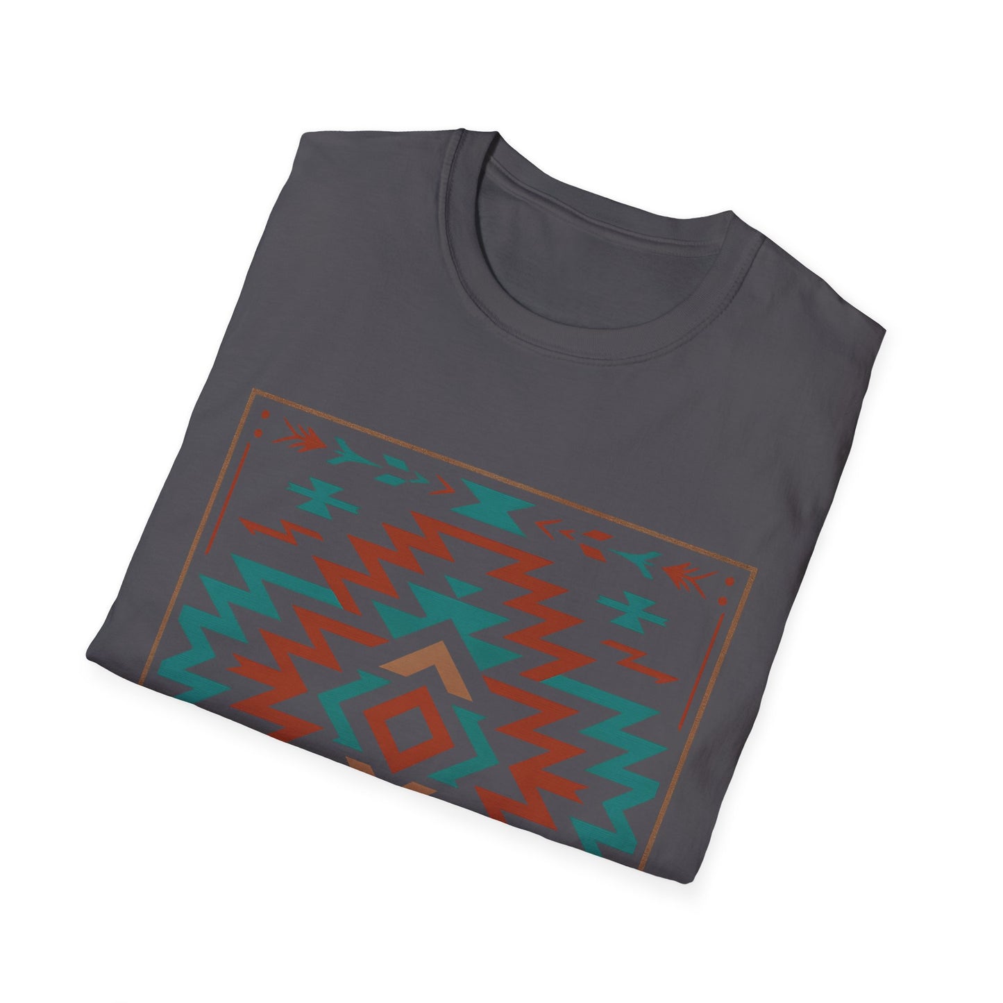 Warpath Weave – Men's Geometric Heritage Tee Tribal Pattern Unisex Softstyle T-Shirt - Bohemian Fashion, Casual Wear, Unique Gift, Festival Style, Everyday Comfort