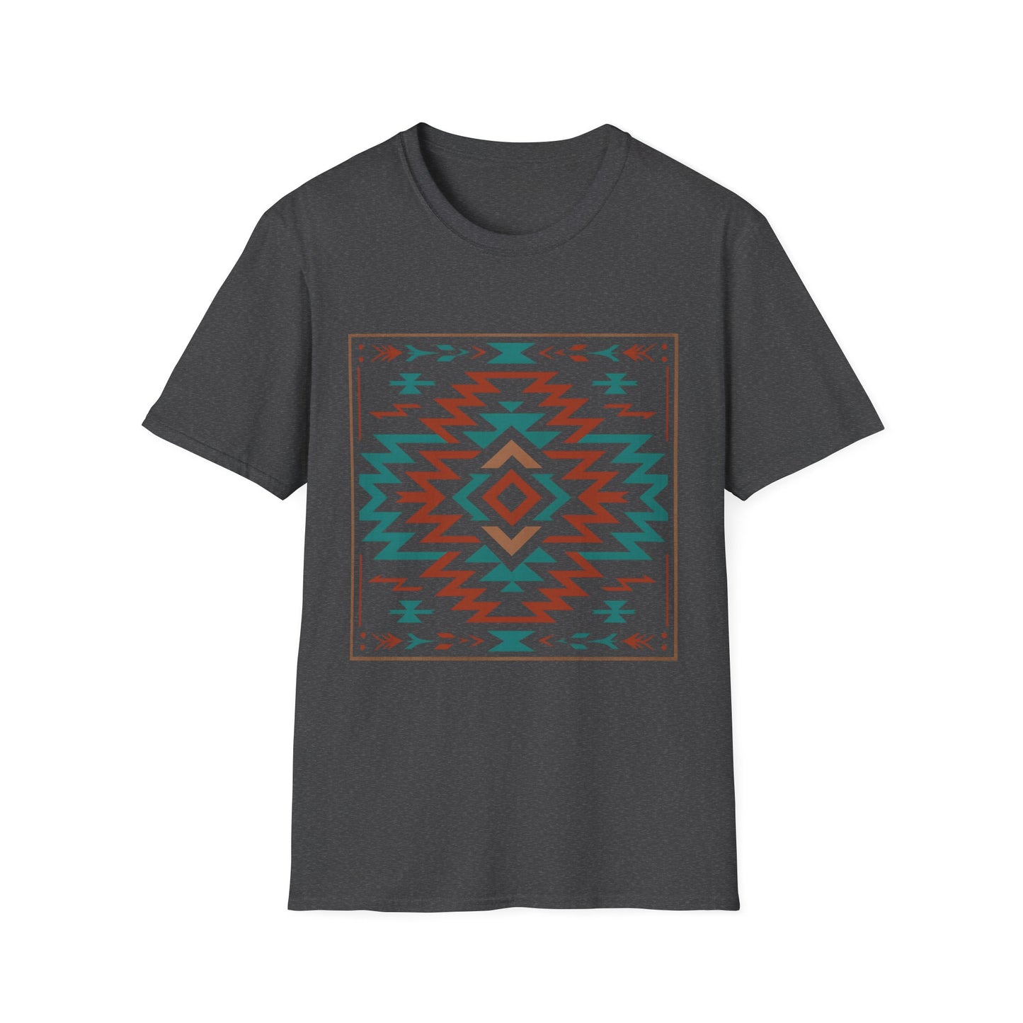 Warpath Weave – Men's Geometric Heritage Tee Tribal Pattern Unisex Softstyle T-Shirt - Bohemian Fashion, Casual Wear, Unique Gift, Festival Style, Everyday Comfort