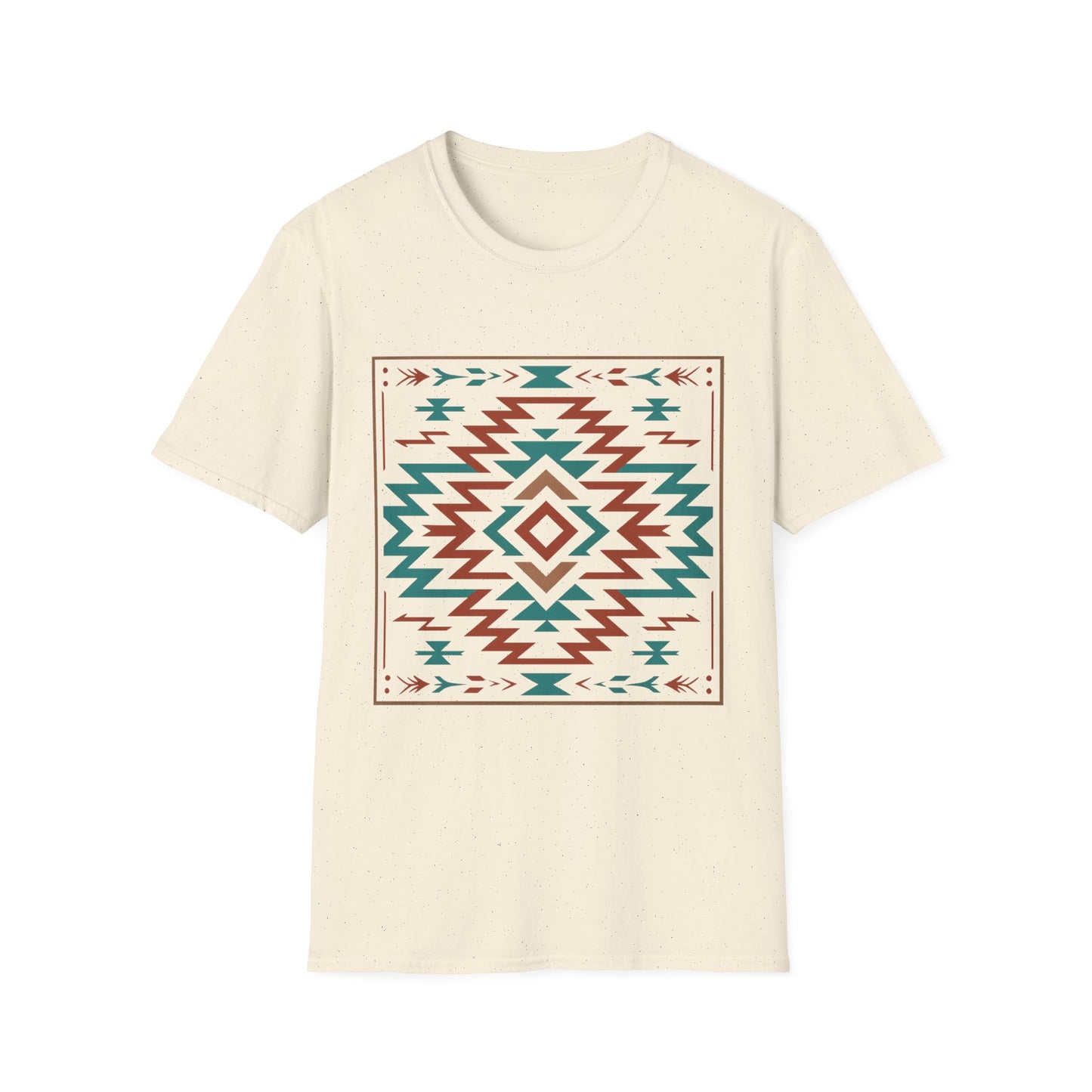 Warpath Weave – Men's Geometric Heritage Tee Tribal Pattern Unisex Softstyle T-Shirt - Bohemian Fashion, Casual Wear, Unique Gift, Festival Style, Everyday Comfort