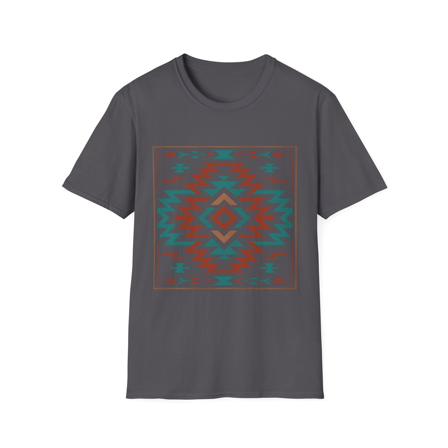 Warpath Weave – Men's Geometric Heritage Tee Tribal Pattern Unisex Softstyle T-Shirt - Bohemian Fashion, Casual Wear, Unique Gift, Festival Style, Everyday Comfort