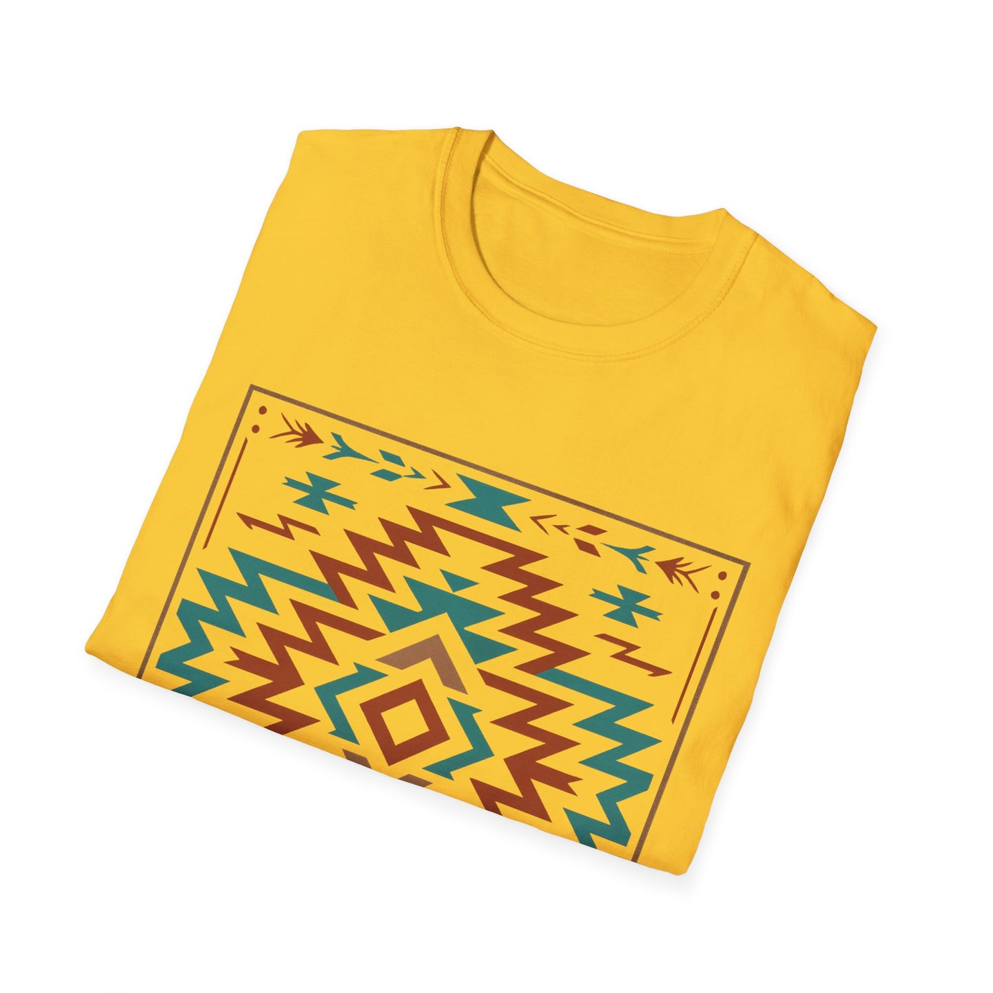 Warpath Weave – Men's Geometric Heritage Tee Tribal Pattern Unisex Softstyle T-Shirt - Bohemian Fashion, Casual Wear, Unique Gift, Festival Style, Everyday Comfort