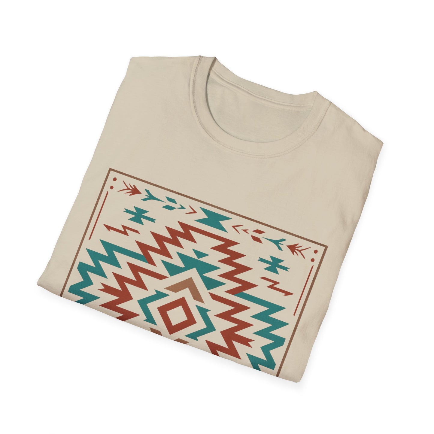 Warpath Weave – Men's Geometric Heritage Tee Tribal Pattern Unisex Softstyle T-Shirt - Bohemian Fashion, Casual Wear, Unique Gift, Festival Style, Everyday Comfort