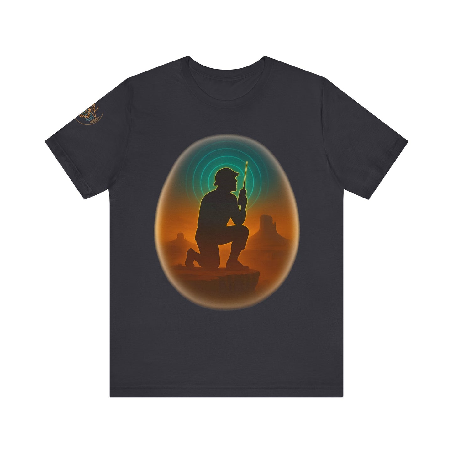 Navajo Code Talker Silhouette Tee- Unisex high quality Jersey Shirt, Cultural Celebration T-Shirt, Southwestern Style Top, Gift for Music Lovers, Nature Shirt