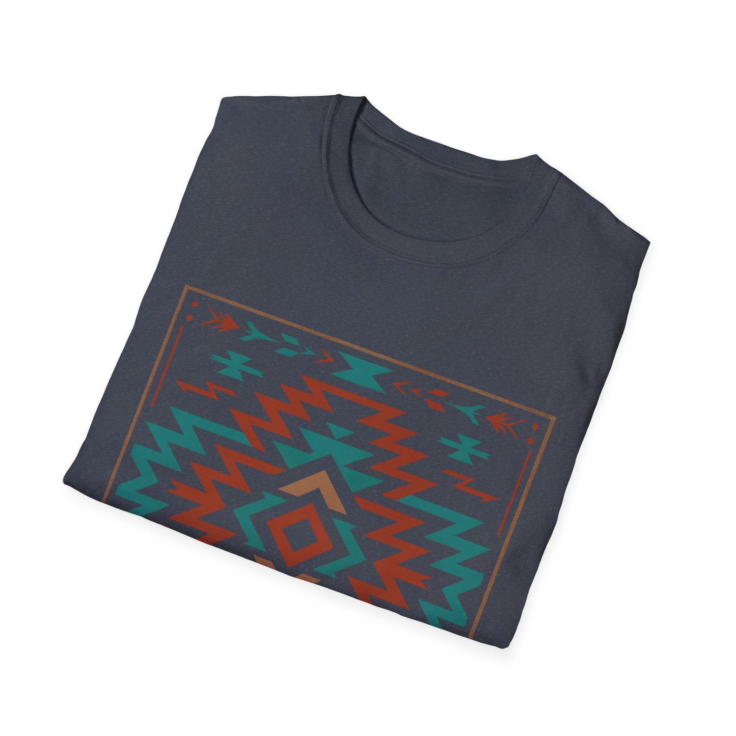 Warpath Weave – Men's Geometric Heritage Tee Tribal Pattern Unisex Softstyle T-Shirt - Bohemian Fashion, Casual Wear, Unique Gift, Festival Style, Everyday Comfort