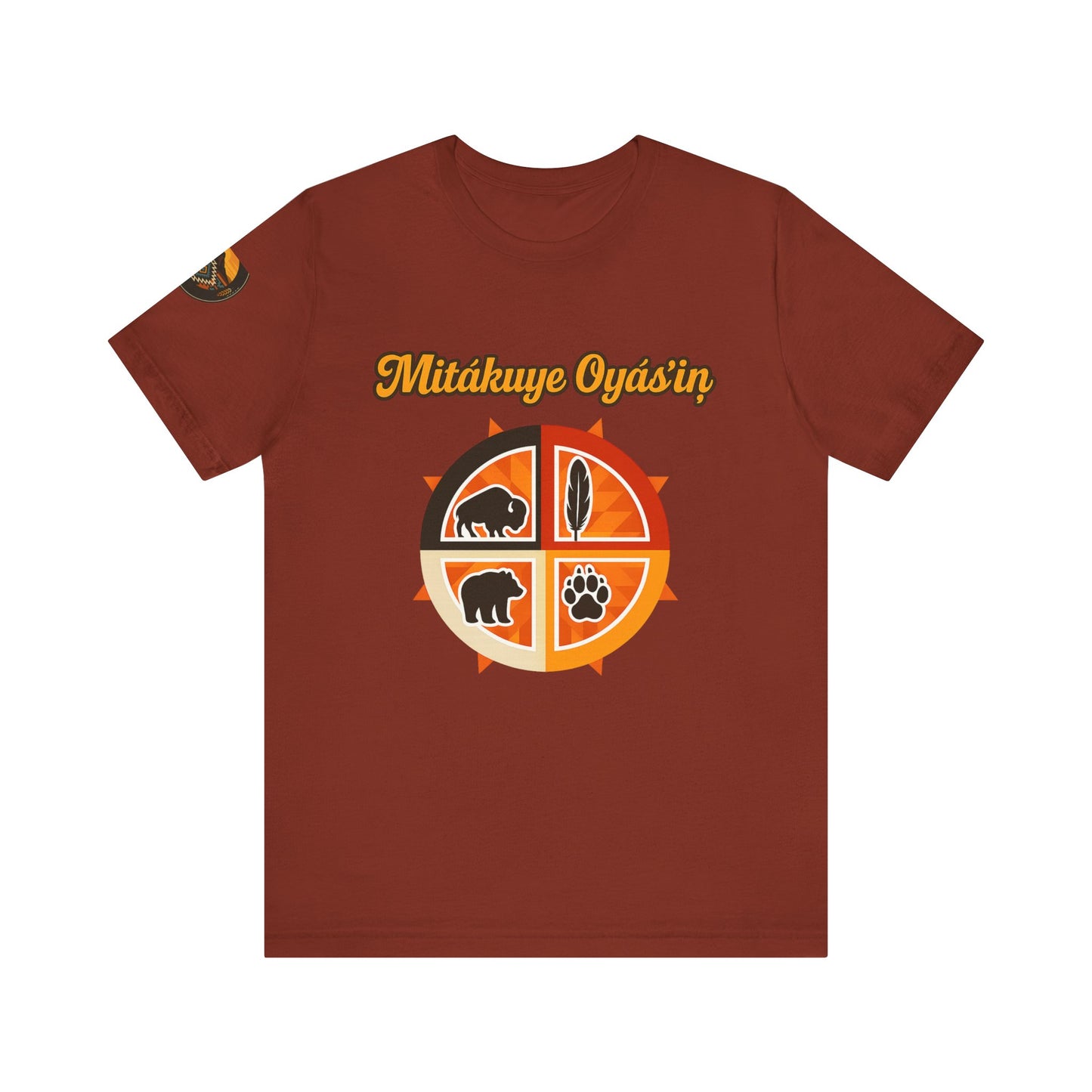 Mitákuye Oyás’iŋ-Tribal Spirit T-Shirt, Native American Tee, Family Connection Shirt, Cultural Heritage Apparel, Unisex Motivational Tee