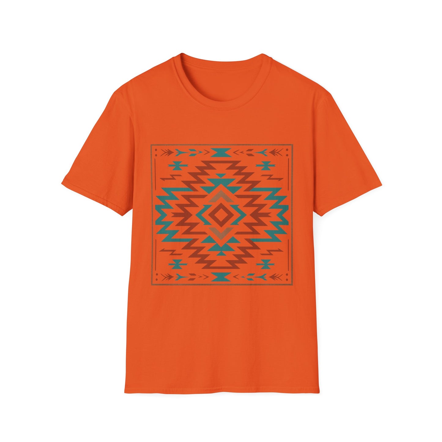 Warpath Weave – Men's Geometric Heritage Tee Tribal Pattern Unisex Softstyle T-Shirt - Bohemian Fashion, Casual Wear, Unique Gift, Festival Style, Everyday Comfort