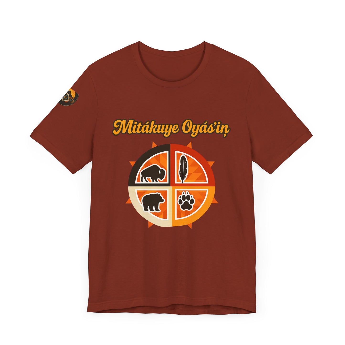 Mitákuye Oyás’iŋ-Tribal Spirit T-Shirt, Native American Tee, Family Connection Shirt, Cultural Heritage Apparel, Unisex Motivational Tee