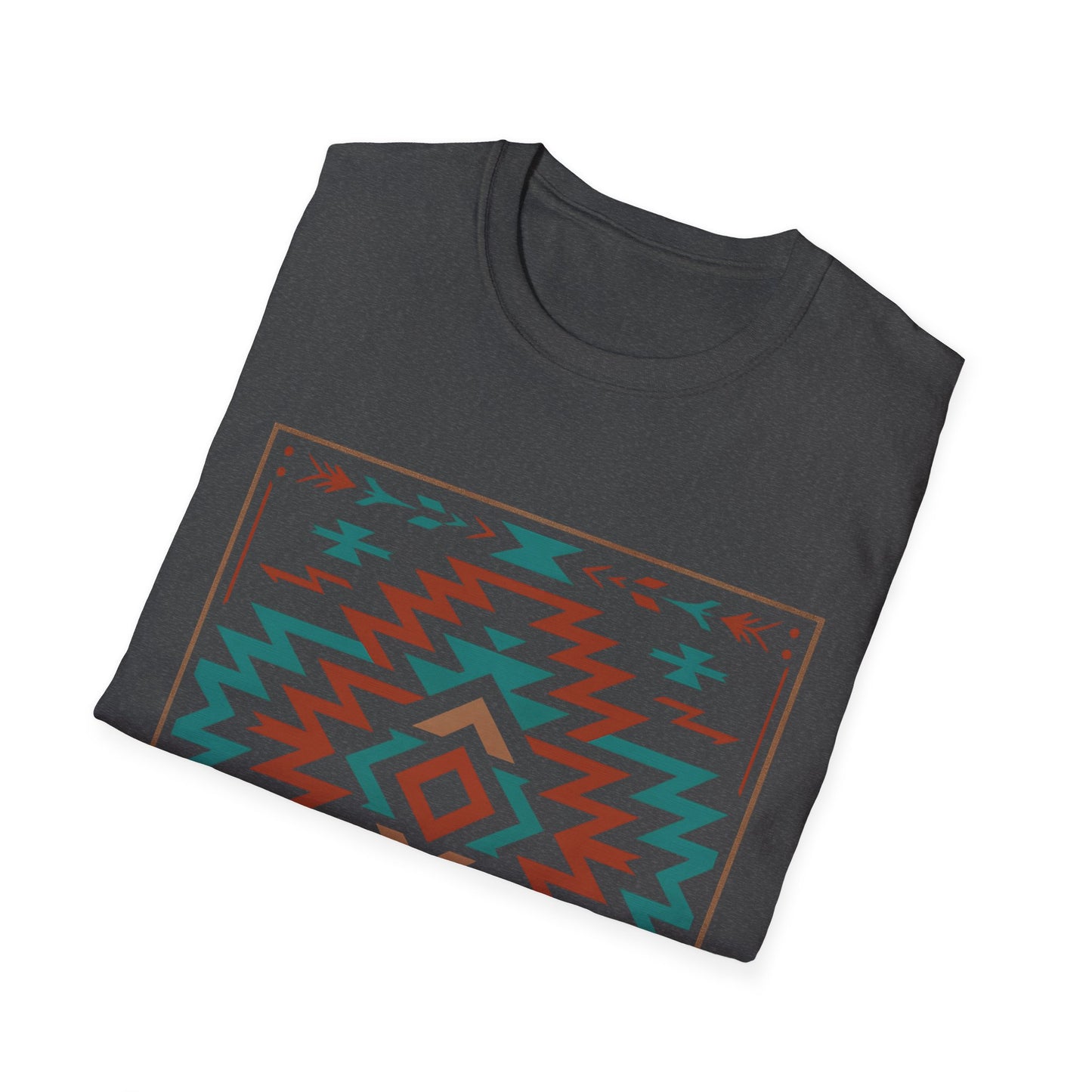 Warpath Weave – Men's Geometric Heritage Tee Tribal Pattern Unisex Softstyle T-Shirt - Bohemian Fashion, Casual Wear, Unique Gift, Festival Style, Everyday Comfort