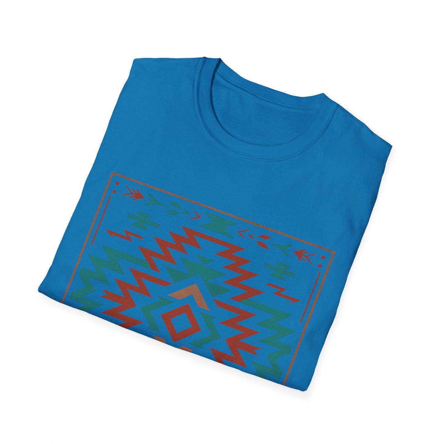 Warpath Weave – Men's Geometric Heritage Tee Tribal Pattern Unisex Softstyle T-Shirt - Bohemian Fashion, Casual Wear, Unique Gift, Festival Style, Everyday Comfort