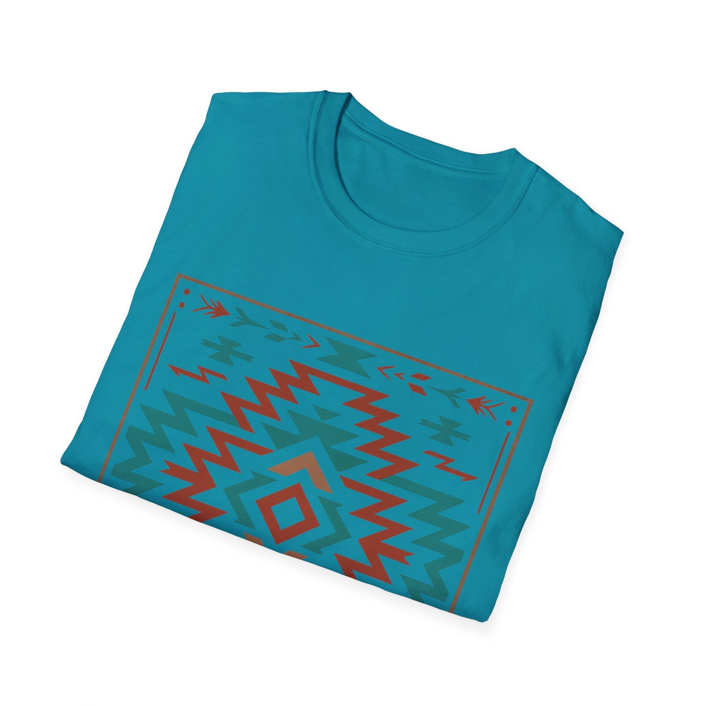 Warpath Weave – Men's Geometric Heritage Tee Tribal Pattern Unisex Softstyle T-Shirt - Bohemian Fashion, Casual Wear, Unique Gift, Festival Style, Everyday Comfort