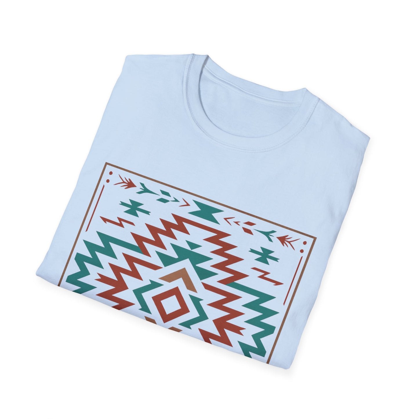 Warpath Weave – Men's Geometric Heritage Tee Tribal Pattern Unisex Softstyle T-Shirt - Bohemian Fashion, Casual Wear, Unique Gift, Festival Style, Everyday Comfort