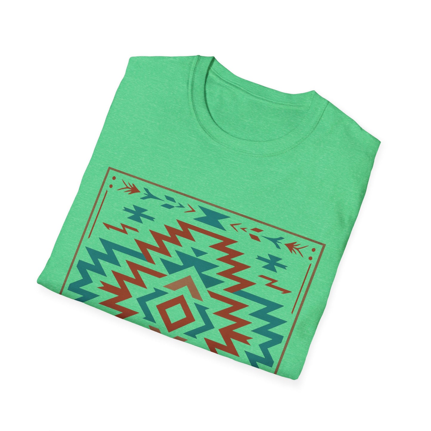 Warpath Weave – Men's Geometric Heritage Tee Tribal Pattern Unisex Softstyle T-Shirt - Bohemian Fashion, Casual Wear, Unique Gift, Festival Style, Everyday Comfort