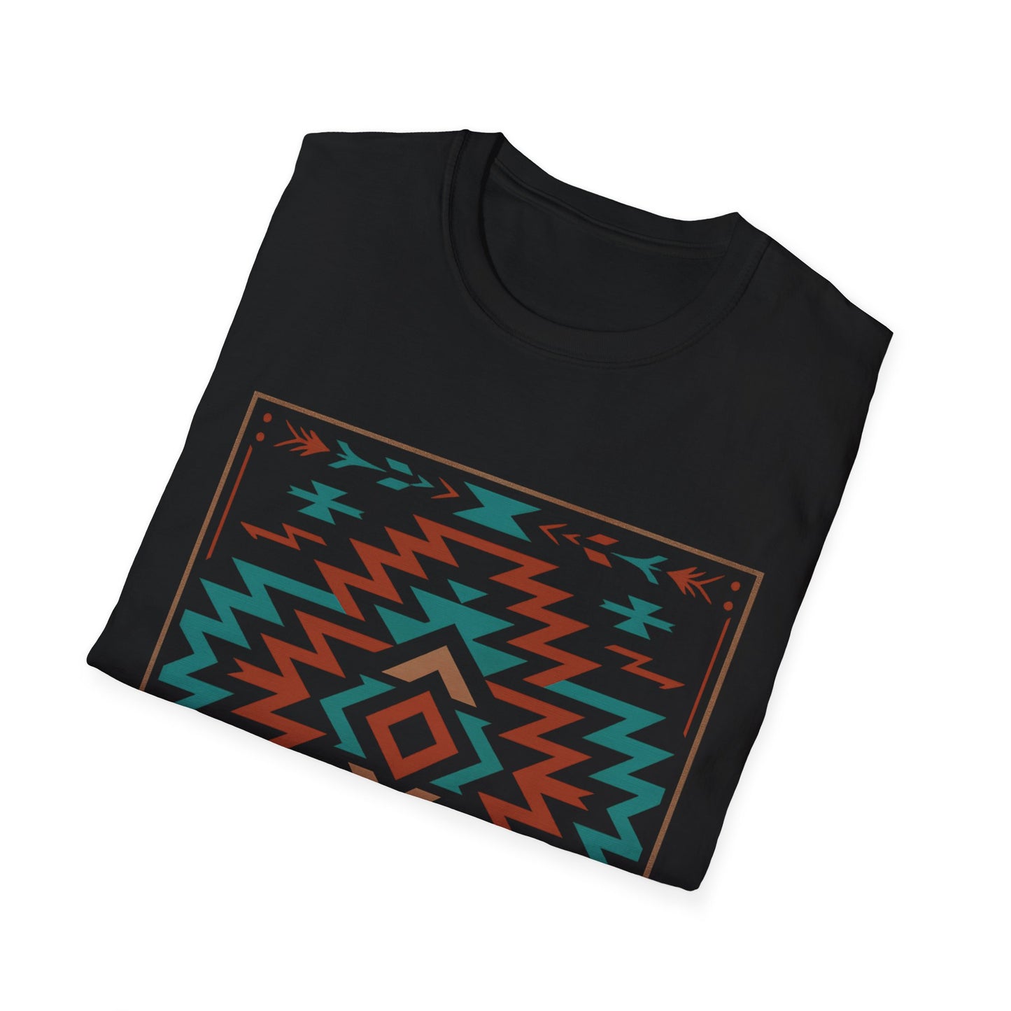 Warpath Weave – Men's Geometric Heritage Tee Tribal Pattern Unisex Softstyle T-Shirt - Bohemian Fashion, Casual Wear, Unique Gift, Festival Style, Everyday Comfort